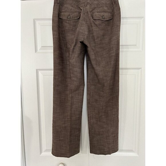 Dressbarn Trouser Pants Brown Textured Mid Rise Flared Leg Size 4 - Picture 3 of 12